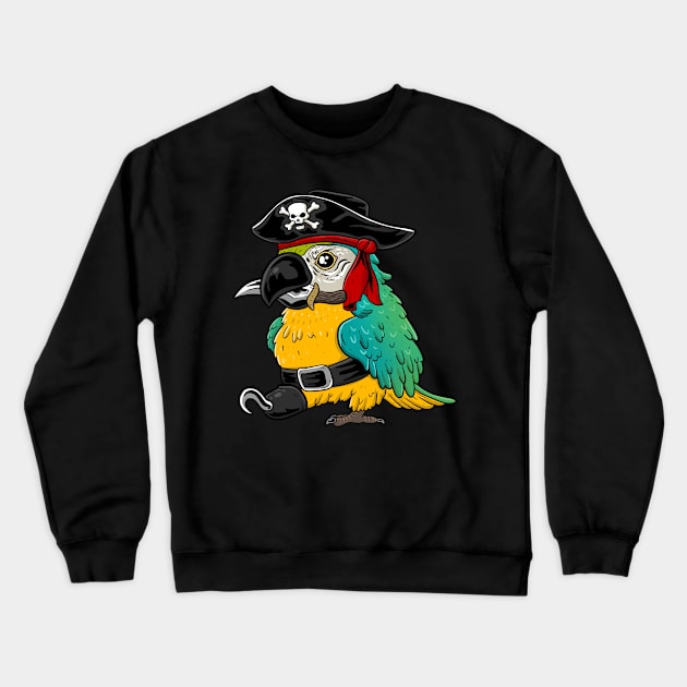 Feathered Buccaneer: Pirate Parrot Design Crewneck Sweatshirt by Holymayo Tee